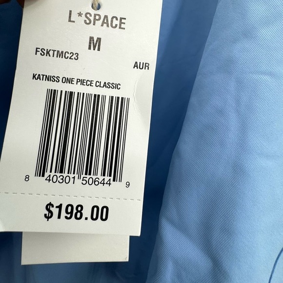 L Space Katniss One Piece Classic Swimsuit Wide U Back Aur Blue Size M NWT - Picture 9 of 11